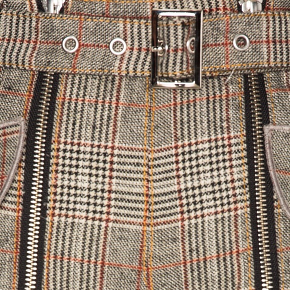 Self Portrait High Waist Checked Double Zip Shorts Size US 2/ UK 6  Brown Color - Picture 11 of 11